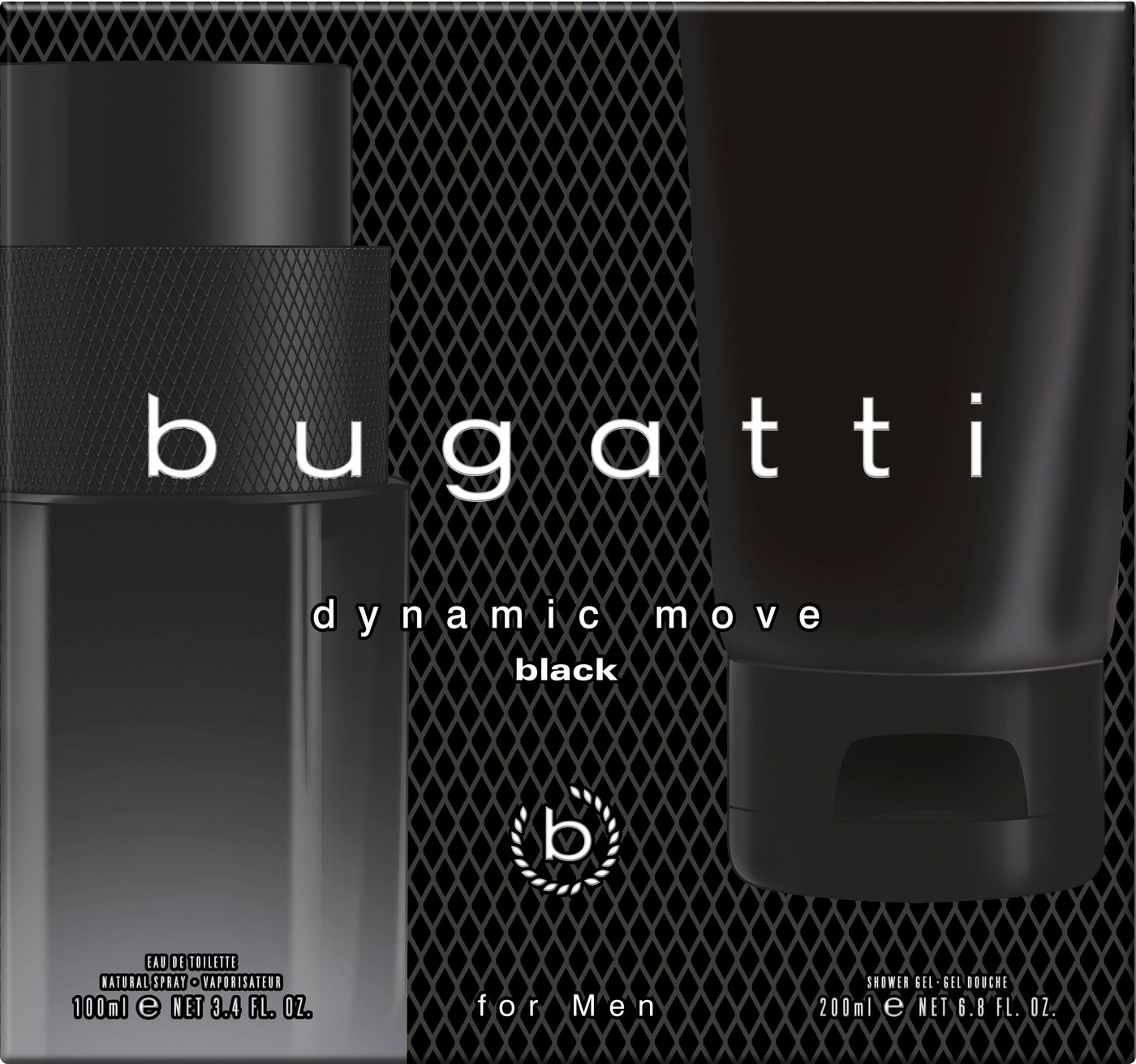 bugatti Duft-Set BUGATTI Dynamic Move Black for him GP EdT 100ml + 200 ml SG, 2-tlg., Herrenduft-Set mit Lavendel, Moschus und orientalischer Note. – Bild 2 von 4