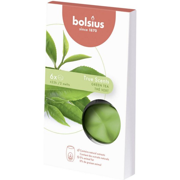 Bolsius Duftkerze Bolsius True Scents - Wax Melts, Grüner Tee, 6er