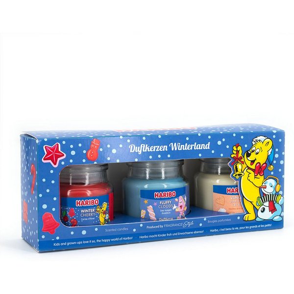HARIBO Duftkerze Haribo™ Duftkerzen Geschenkset (3-tlg), Winterland