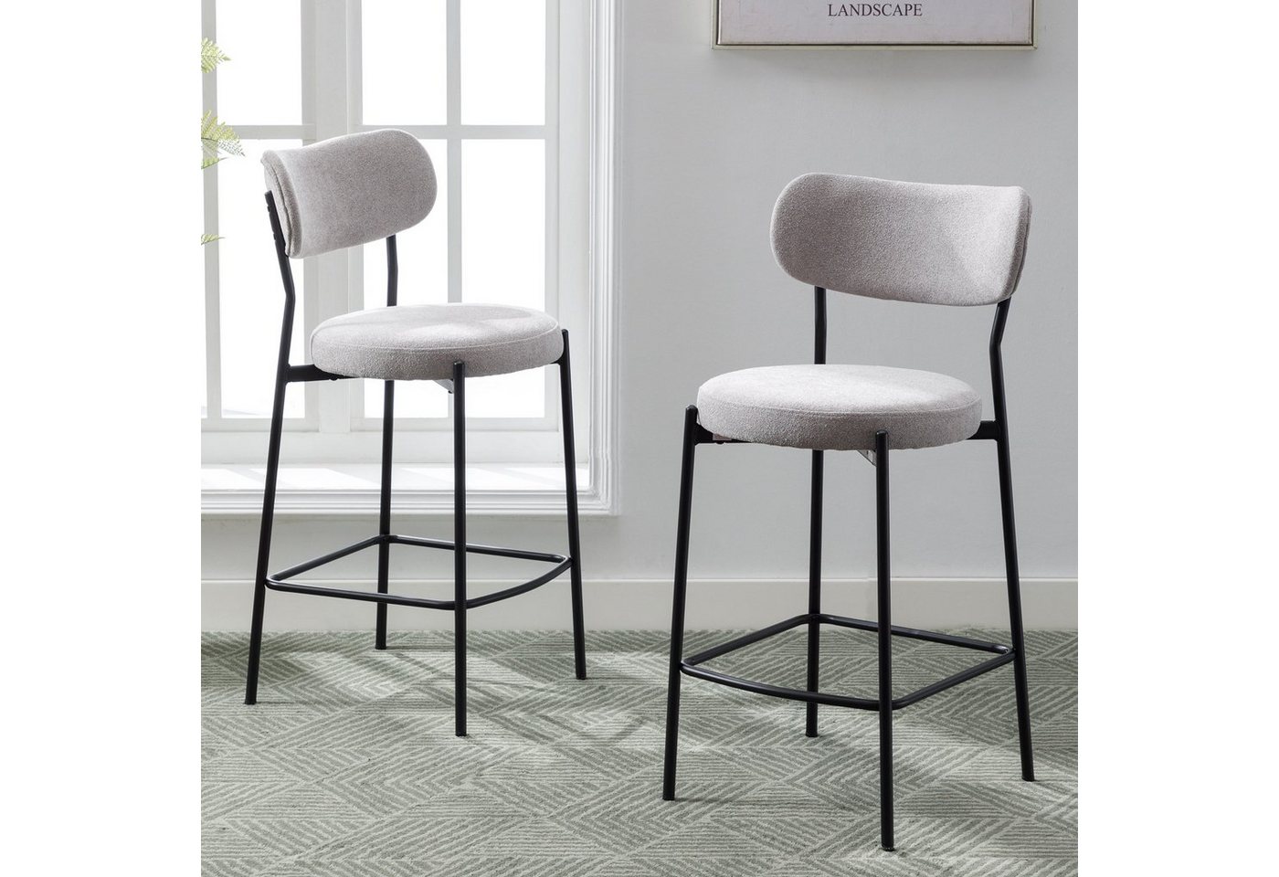 Duhome Barhocker (5411A1), Barstuhl 2er Set Tresenhocker Küchenhocker aus Schlingenstoff – Bild 2 von 5