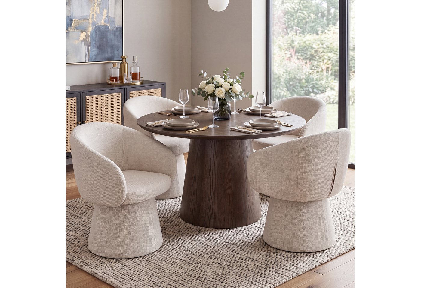 Duhome Esszimmerstuhl (7176A1), 360 Grad Drehbar Kegeldesign Polsterstuhl – Bild 2 von 5