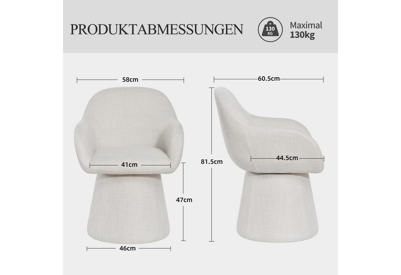 Duhome Esszimmerstuhl (7186A1), 360-Grad-Drehstuhl, Kegeldesign Polsterstuhl – Bild 3 von 5