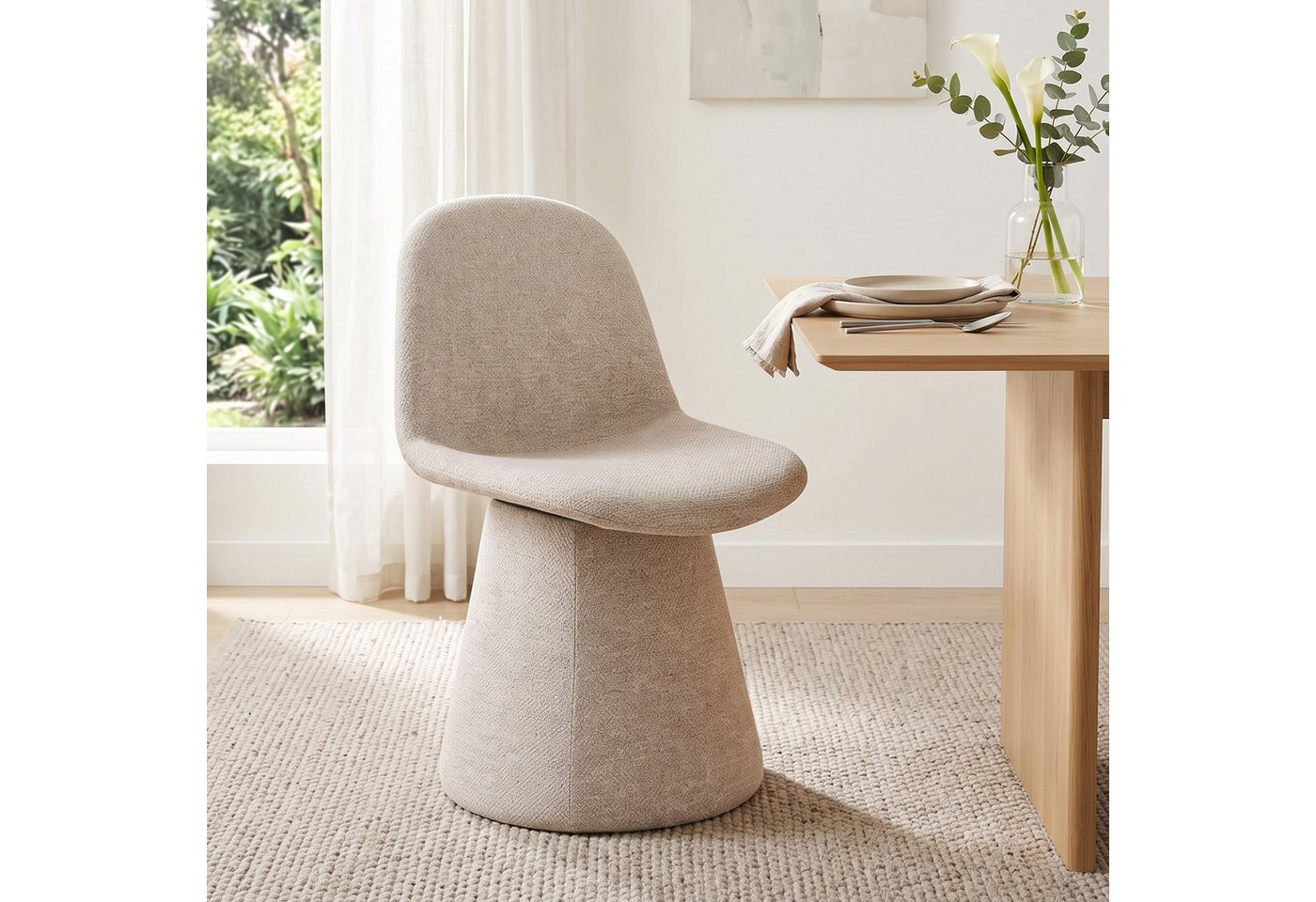 Duhome Esszimmerstuhl (7279B1), 360-Grad-Drehstuhl, Bouclé Stoff, Moderner Loungesessel – Bild 2 von 5