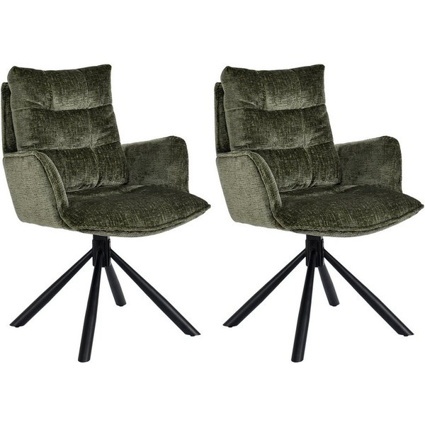 Duhome Esszimmerstuhl (8610A), 360° drehbar, Automatische Rückstellfunktion, Chenille-Stoff
