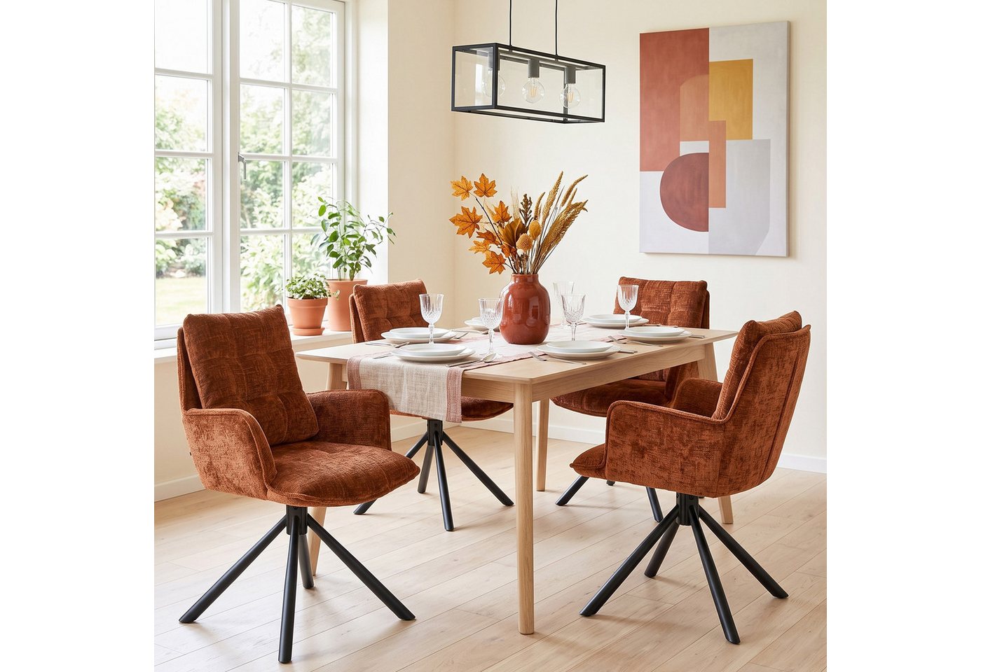 Duhome Esszimmerstuhl (8610A), 360° drehbar, Automatische Rückstellfunktion, Chenille-Stoff – Bild 2 von 5