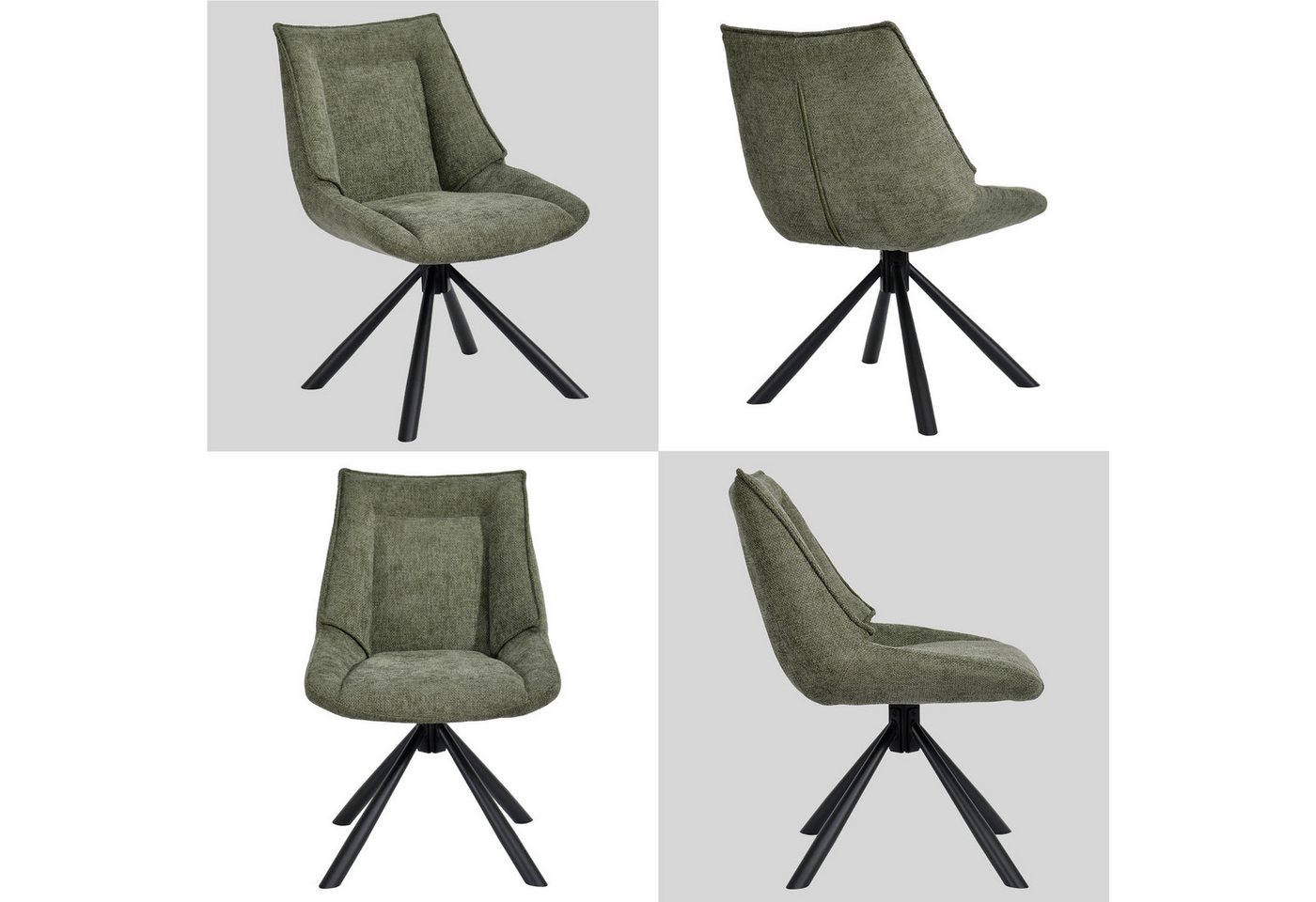 Duhome Esszimmerstuhl (8626A), 180° drehbar, Automatische Rückstellfunktion, Chenille-Stoff – Bild 3 von 5