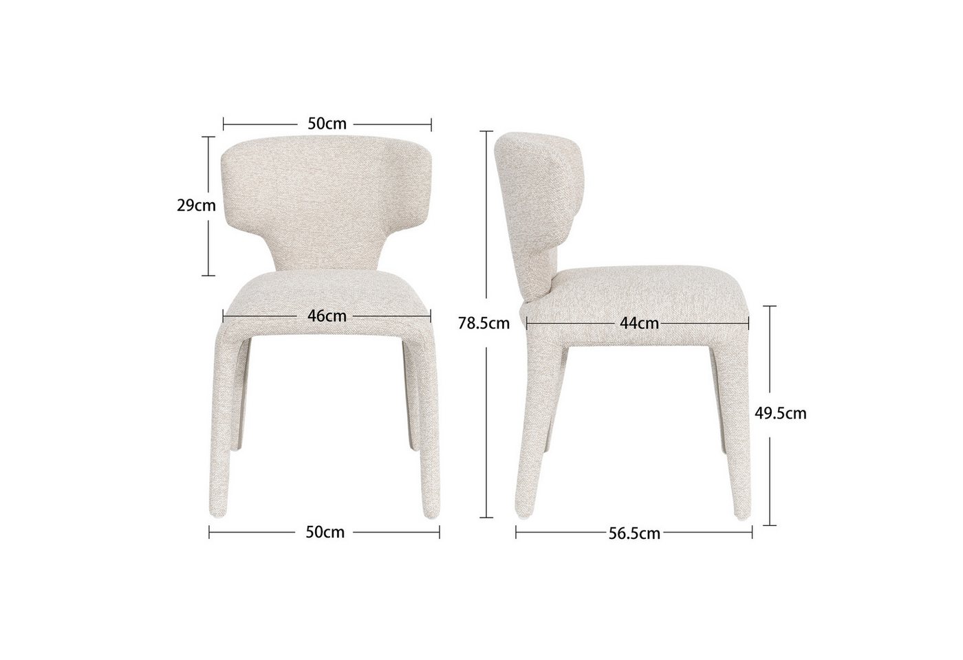 Duhome Esszimmerstuhl (8645), 2er Set, Bouclé-Material, Moderner Stil – Bild 3 von 5