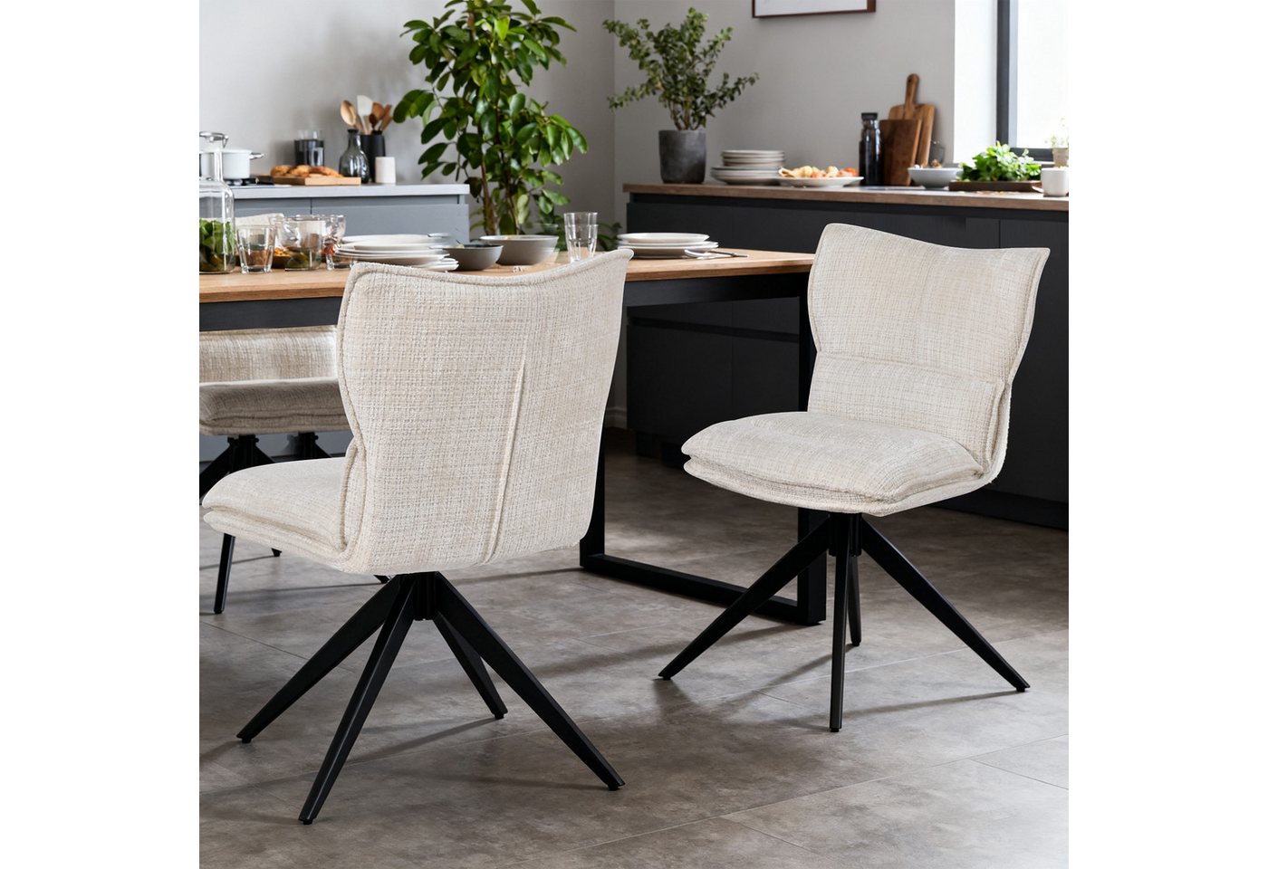 Duhome Esszimmerstuhl (8657A3), 360° Drehbar, Automatischer Rückstellfunktion, Chenille – Bild 3 von 5
