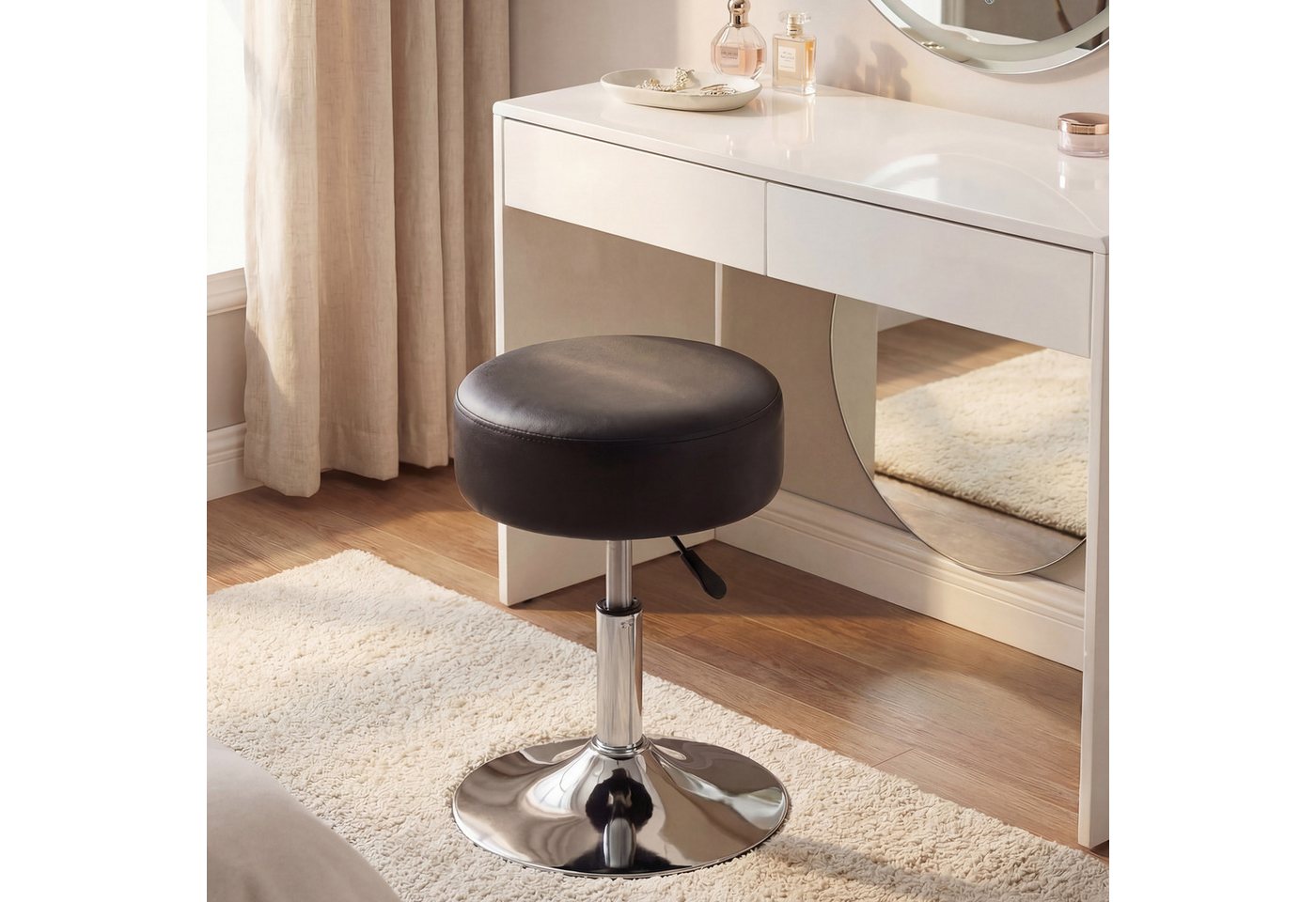 Duhome Hocker (428), Drehhocker Sitzhocker Rund Rollhocker Schminkhocker Höhenverstellbar – Bild 5 von 5