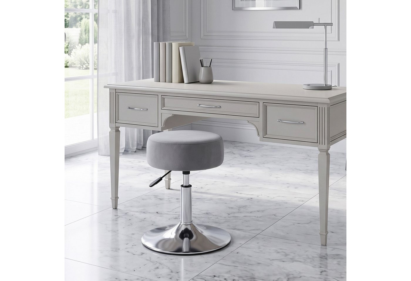 Duhome Hocker (428), Drehhocker Sitzhocker Rund Rollhocker Schminkhocker Höhenverstellbar – Bild 2 von 5