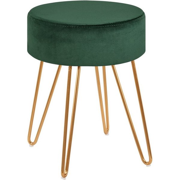 Duhome Hocker (9111), Sitzhocker Rund Hocker Samt oder Stoff Lederoptik Schemel Metallbeine