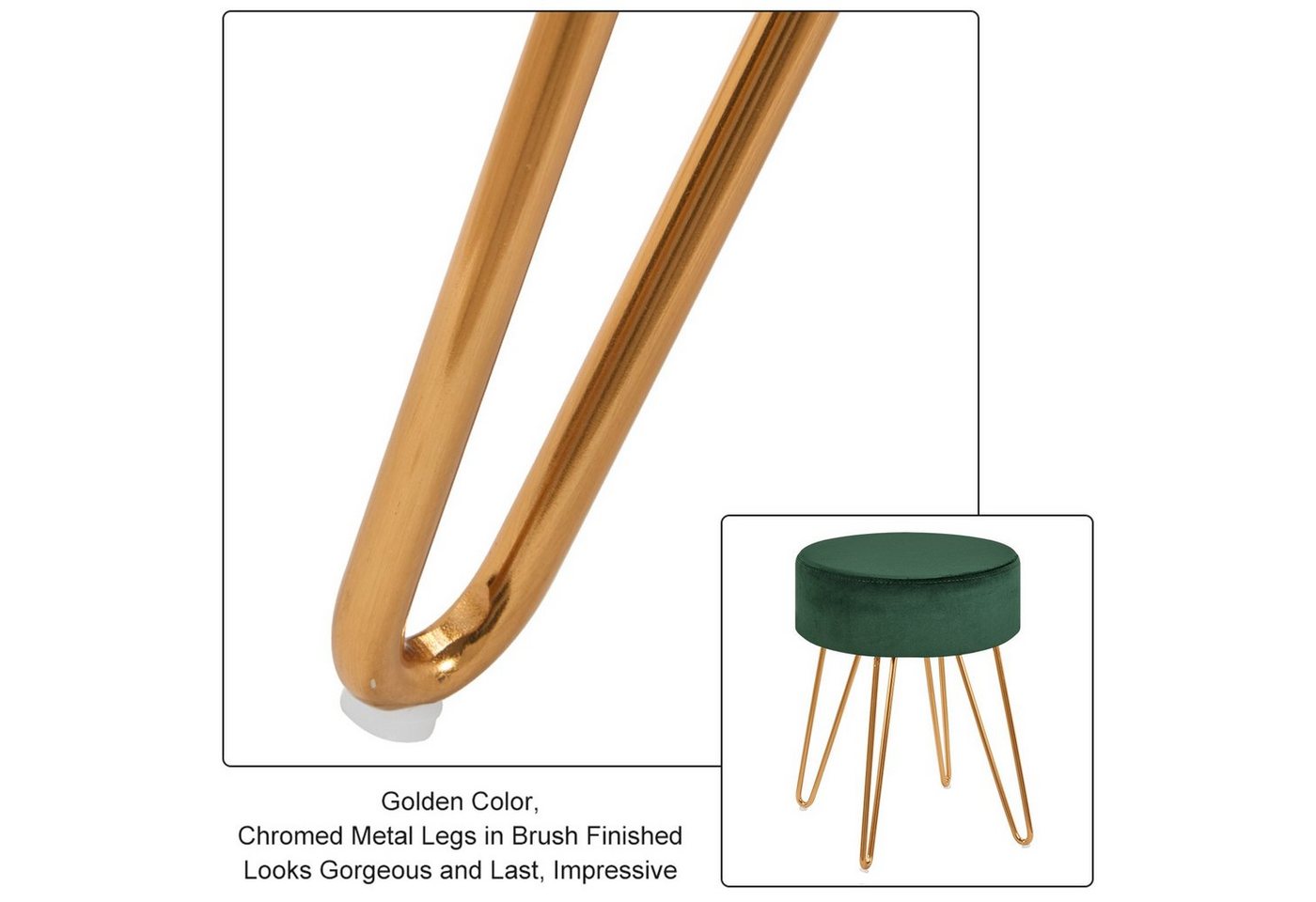 Duhome Hocker (9111), Sitzhocker Rund Hocker Samt oder Stoff Lederoptik Schemel Metallbeine – Bild 4 von 5