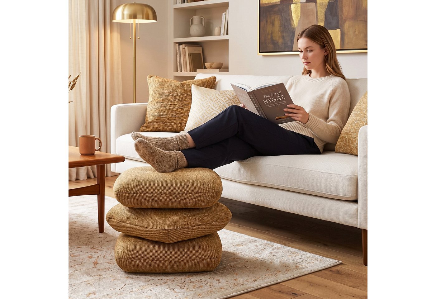 Duhome Hocker (9272D1), Bouclé Stoff, 360° Drehbar, Modern – Bild 2 von 5