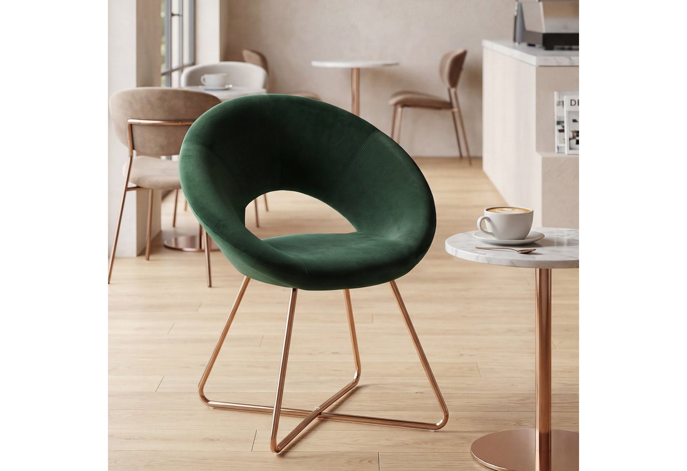 Duhome Loungesessel (439D), Esszimmerstuhl Wohnzimmerstuhl, Samt Polsterstuhl, Gold Metallbeine – Bild 2 von 5