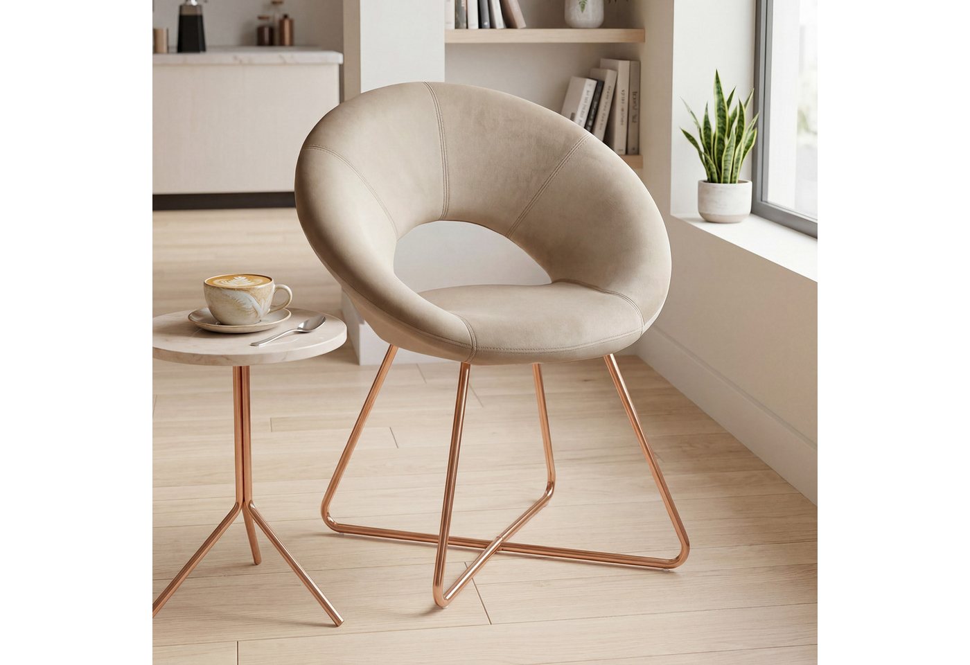 Duhome Loungesessel (439D), Esszimmerstuhl Wohnzimmerstuhl, Samt Polsterstuhl, Gold Metallbeine – Bild 2 von 5