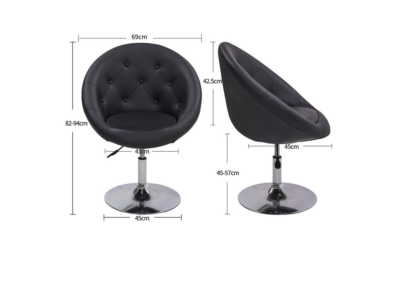 Duhome Loungesessel 509A, Cocktailsessel Clubsessel Schminktischstuhl Drehstuhl Höhenverstellbar – Bild 2 von 5