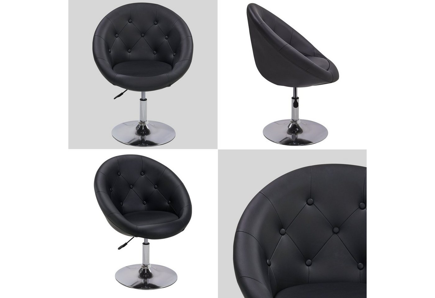 Duhome Loungesessel 509A, Cocktailsessel Clubsessel Schminktischstuhl Drehstuhl Höhenverstellbar – Bild 3 von 5