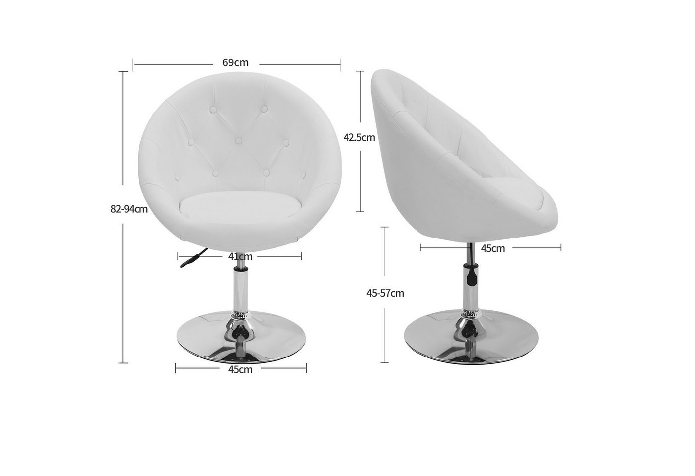 Duhome Loungesessel 509A, Cocktailsessel Clubsessel Schminktischstuhl Drehstuhl Höhenverstellbar – Bild 3 von 5