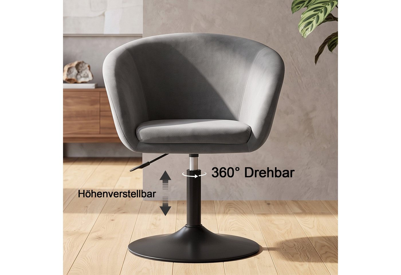 Duhome Loungesessel (WY440), Schminkstuhl Cocktailsessel Drehstuhl Höhenverstellbar mit Armlehne – Bild 5 von 5