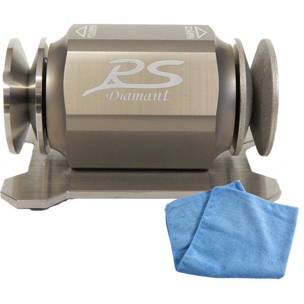 Duke-Handel Messerschärfer Rollenschärfer, Rollenschleifer inkl. Mikrofasertuch, mit Ballig/Konvex X-Schliff trocken oder schnellem Wasserschliff
