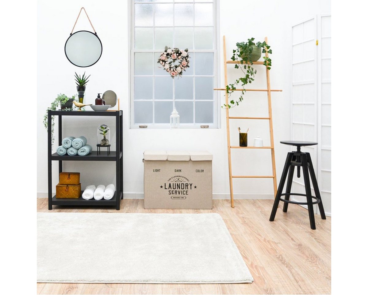 DuneDesign Wäschekorb 3 Fächer mit Deckel - 84L Wäschesortierer - 60x30x50 Wäschesammler, Wäschebox Faltbar - Wäschetruhe Aufbewahrungskorb - Schlafzimmer & Bad – Bild 3 von 5