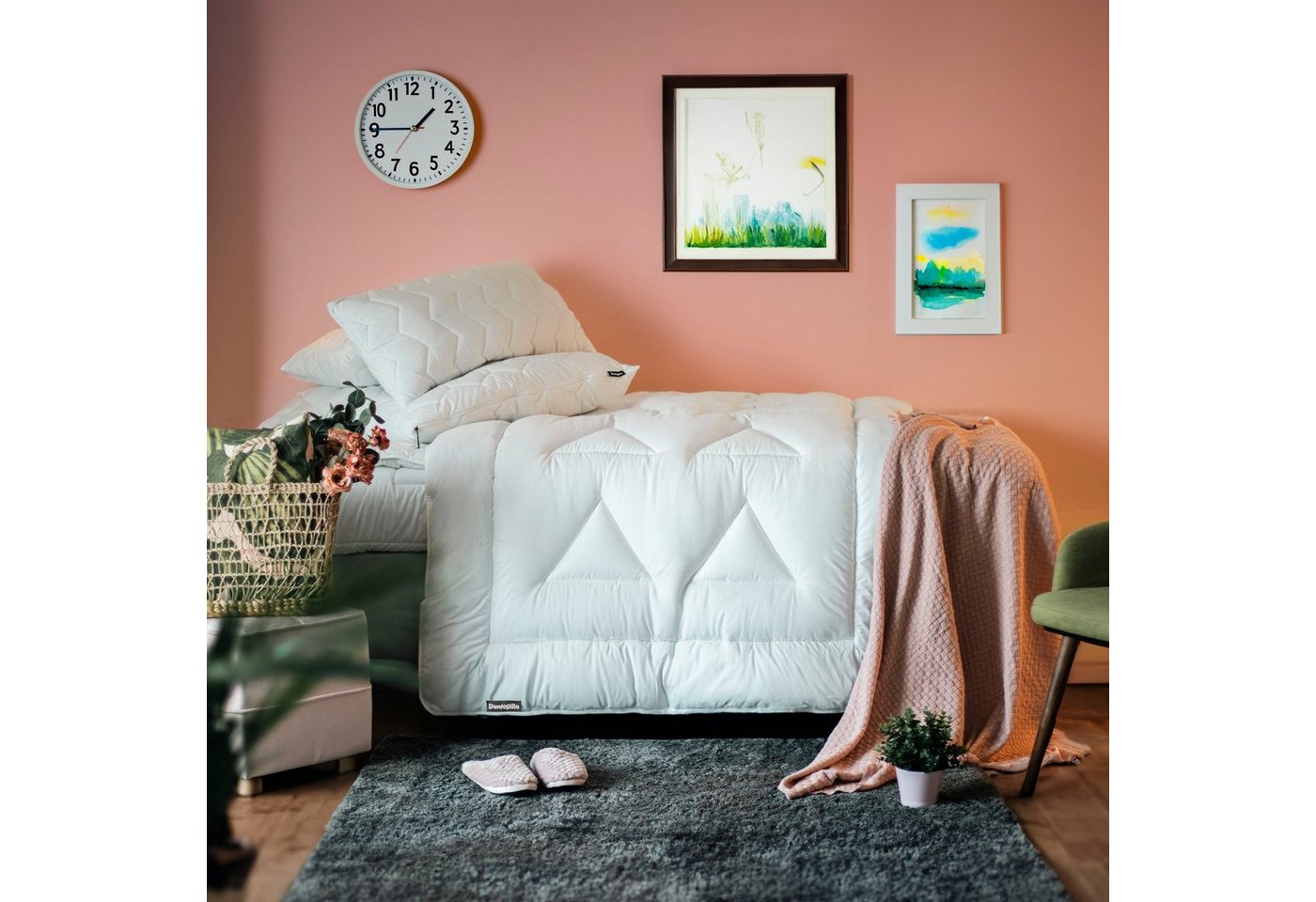 Dunlopillo Baumwollbettdecke Life, Bettdecken für Sommer und Winter, Füllung: Polyester, Bezug: 100% Baumwolle, Bettdecke 135x200 cm, 155x220 cm, Aqua-Clean-Gew – Bild 2 von 5