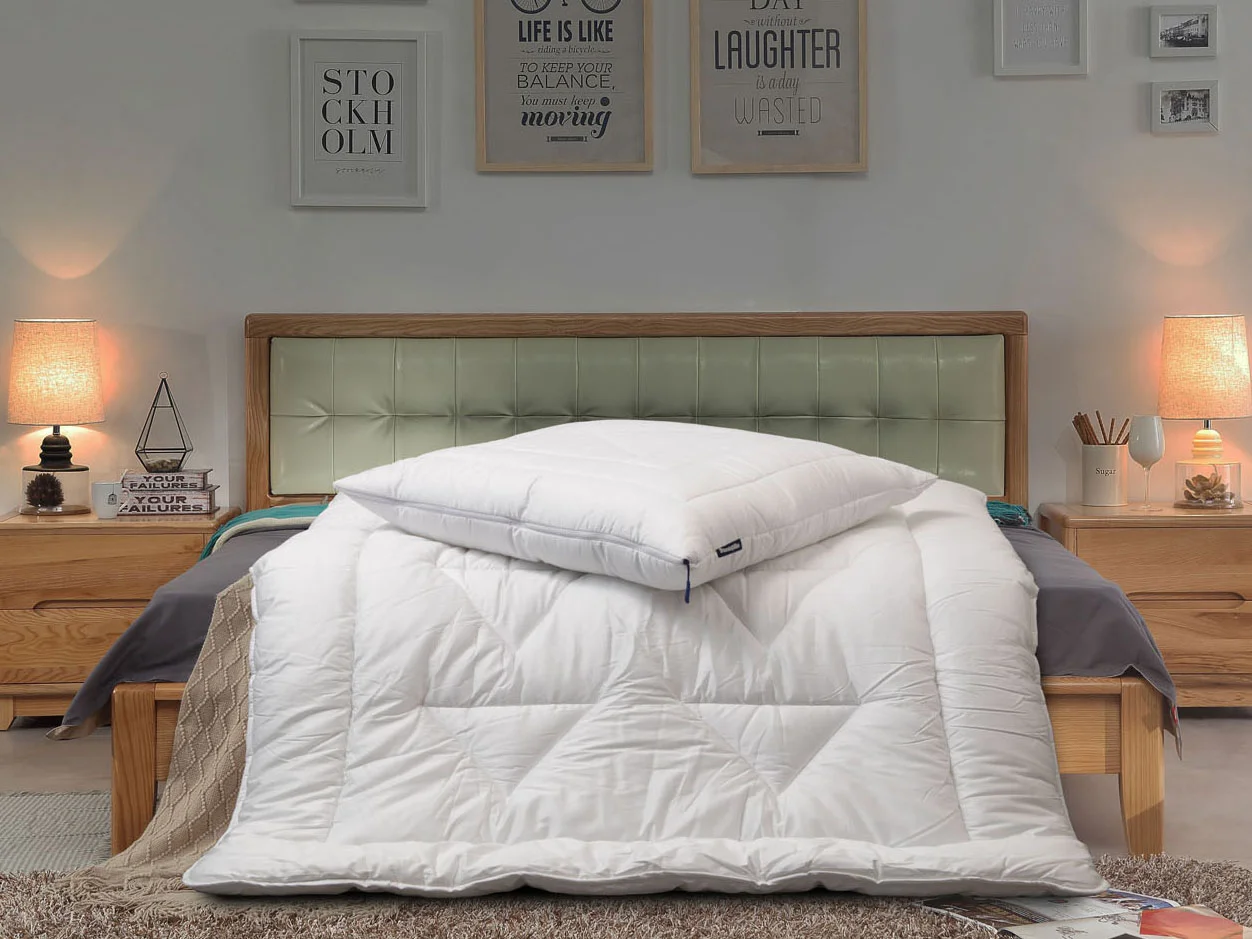 Dunlopillo Baumwollbettdecke Life, Bettdecken für Sommer und Winter, Füllung: Polyester, Bezug: 100% Baumwolle, Bettdecke 135x200 cm, 155x220 cm, Aqua-Clean-Gew – Bild 2 von 2