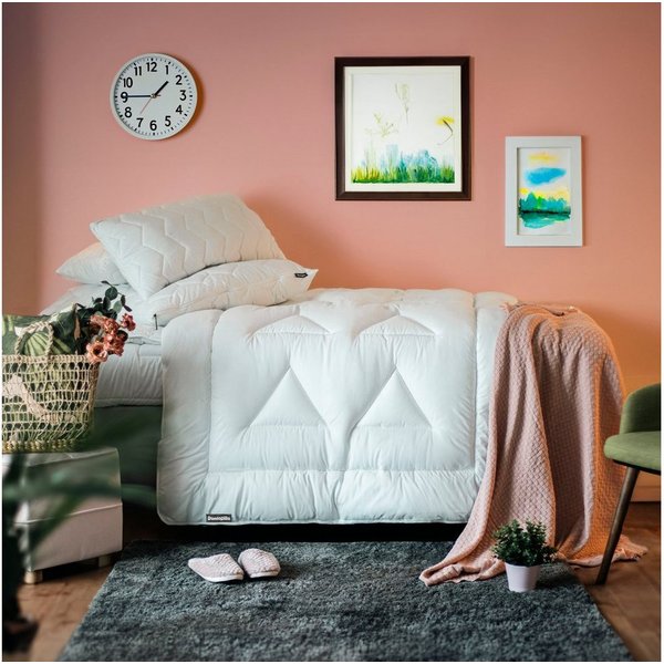 Dunlopillo Baumwollbettdecke Life, Bettdecken für Sommer und Winter, Füllung: Polyester, Bezug: 100% Baumwolle, Bettdecke 135x200 cm, 155x220 cm, Aqua-Clean-Gew