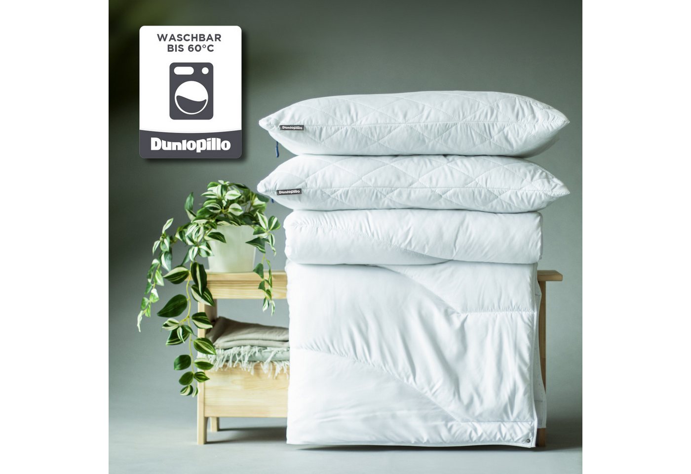 Dunlopillo Microfaserkissen Home, "NEUHEIT" Kissen Allergikerfreundlich, weich & atmungsaktiv, Füllung: Polyester, Bezug: Polyester, Seitenschläfer, Bauchschläf – Bild 4 von 5