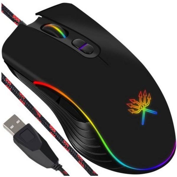 Dunmoon Kabelgebundene Gaming-Maus USB LED Hintergrundbeleuchtung Schwarz Gaming-Maus (kabelgebunden, LED-Beleuchtung Ergonomisch Rutschfeste Gleiter)