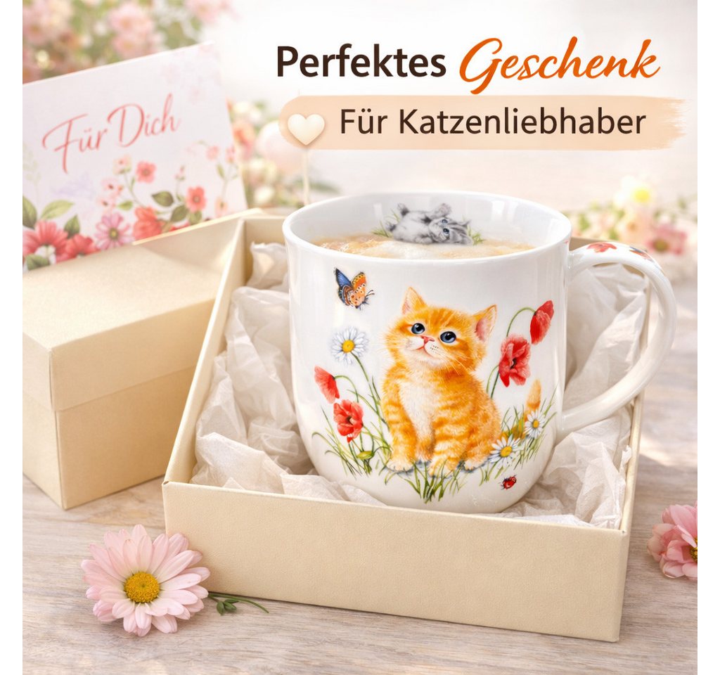 Dunoon Tasse Kaffeetasse 450 ml Cumbrae Kittens Becher Bone China mit Katzenmotiv, 1-tlg., Porzellan, Spülmaschinengeeignet – Bild 4 von 4