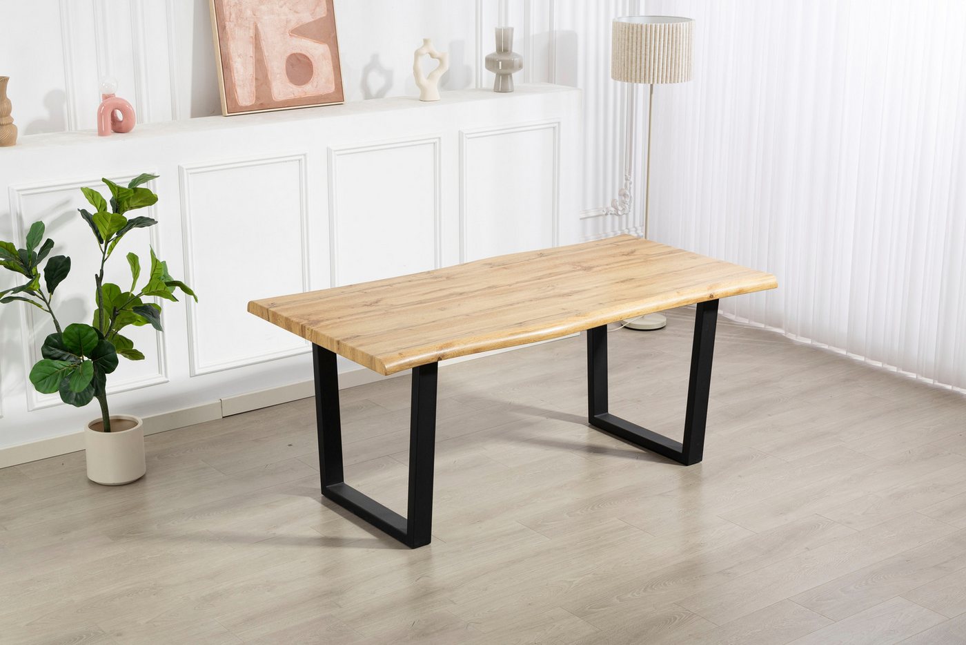 Duo Collection Baumkantentisch Tisch Thea, Massives Kufengestell aus Metall, Belastbarkeit bis 100 kg – Bild 2 von 5