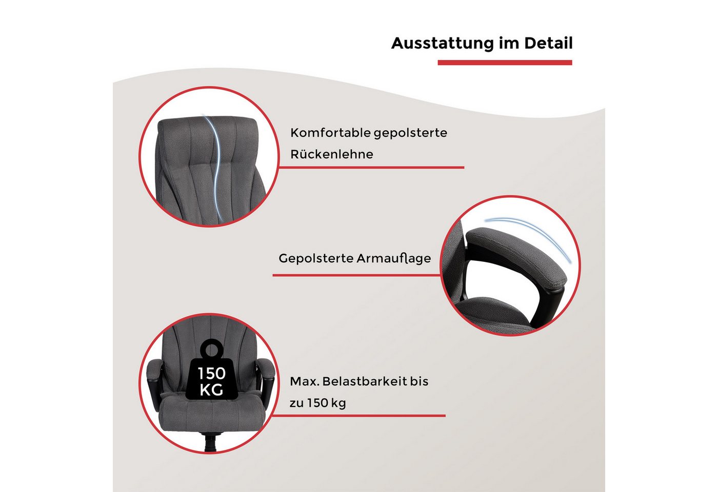 Duo Collection Chefsessel John XXL, mit gepolsterten Armlehnen – Bild 4 von 5