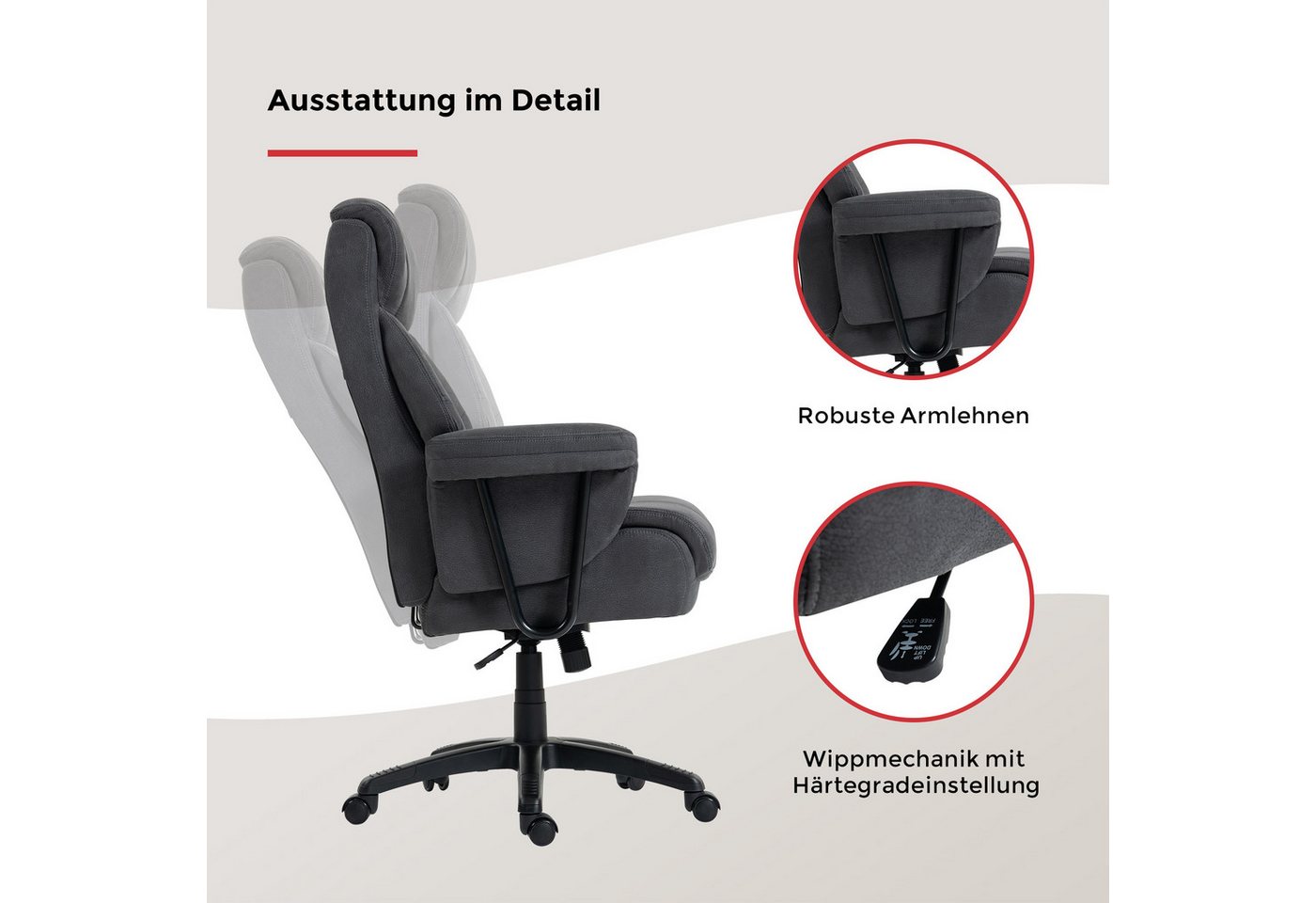 Duo Collection Chefsessel Mauro XXL, Belastbarkeit bis zu 150 kg – Bild 3 von 5