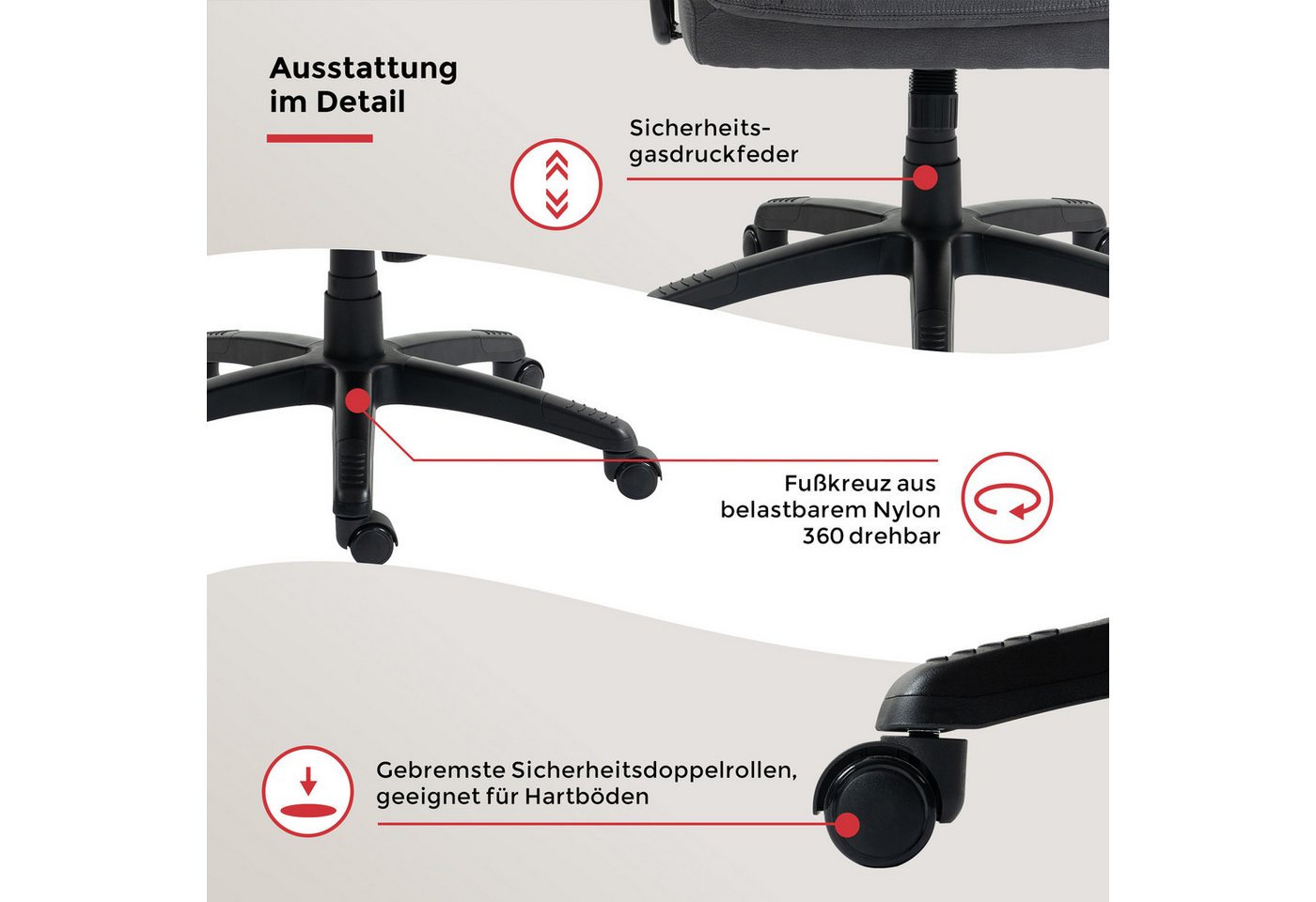 Duo Collection Chefsessel Mauro XXL, Belastbarkeit bis zu 150 kg – Bild 4 von 5