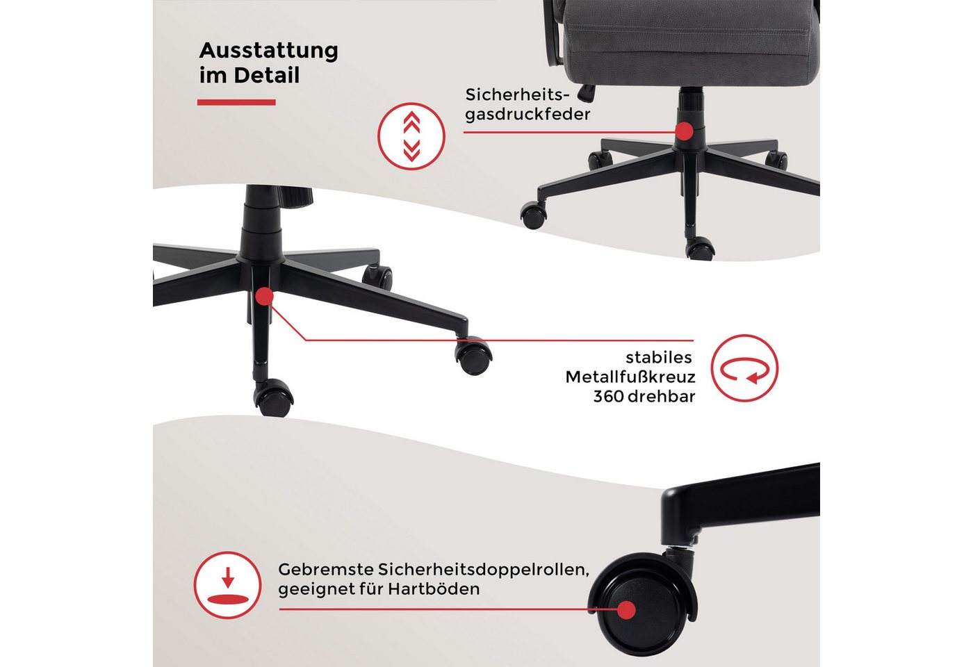 Duo Collection Chefsessel Tiago XXL, Belastbarkeit bis zu 150 kg, Taschenfederkern im Sitz – Bild 5 von 5