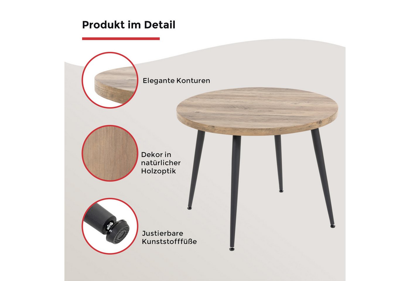 Duo Collection Esstisch Marla Tisch, Massives Metallgestell, Belastbarkeit bis 100 kg – Bild 3 von 5