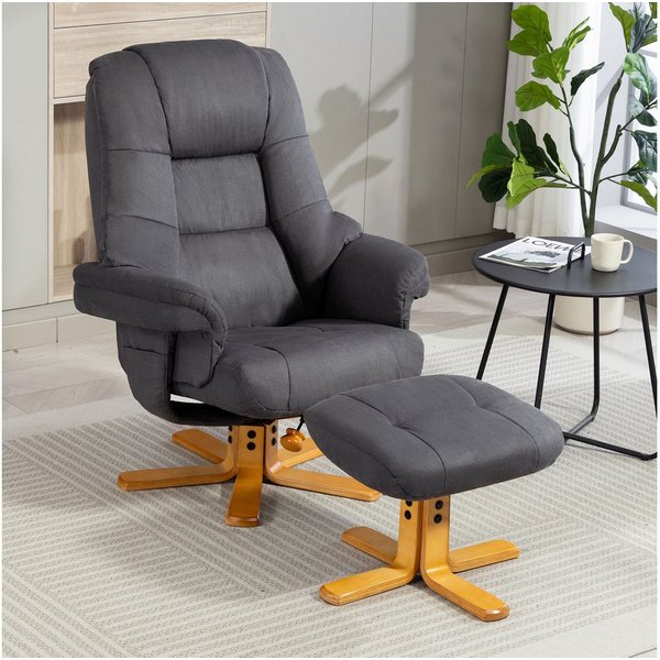 Duo Collection TV-Sessel Bordeaux, mit Hocker und Relaxfunktion, 360 Grad drehbar