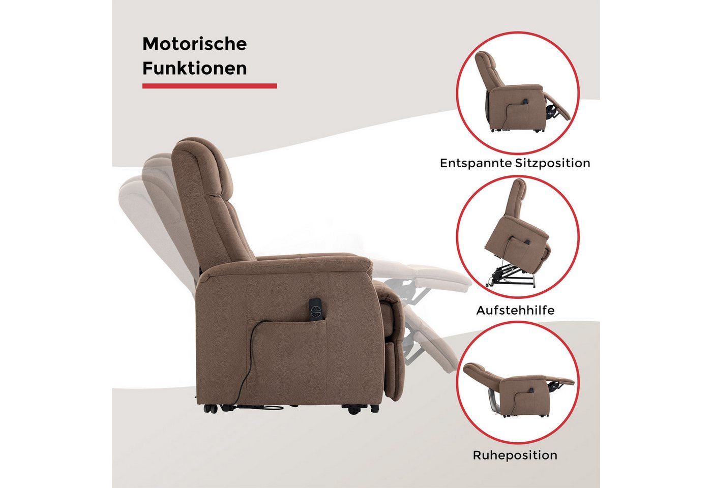 Duo Collection TV-Sessel Delphi mit elektrischer Aufstehhilfe, Relaxfunktion und Taschenfederkern mit Stahlwellenunterfederung – Bild 3 von 5