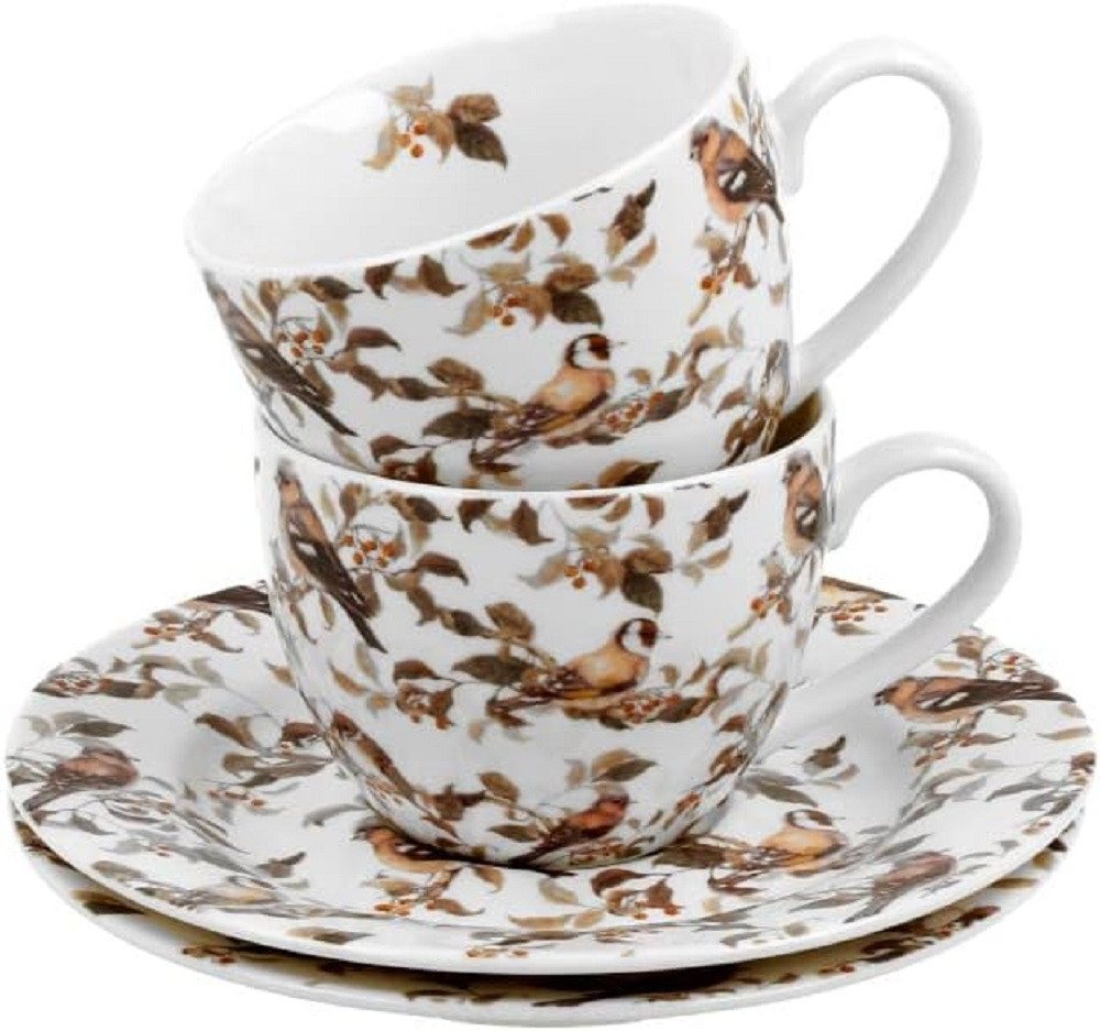 Duo-Gift Espressotasse Set mit Untertassen, Sommer, Frühling, Herbst, Winter, Tasse Motiv, 4-tlg., Porzellan, 2 Espressotassen ca. 90 ml mit Untertassen Birdies – Bild 3 von 4