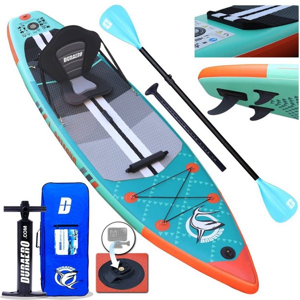 DURAERO Inflatable SUP-Board Stand up Paddling Board, Action-Cam Halterung, 330x76x15cm, bis 150kg