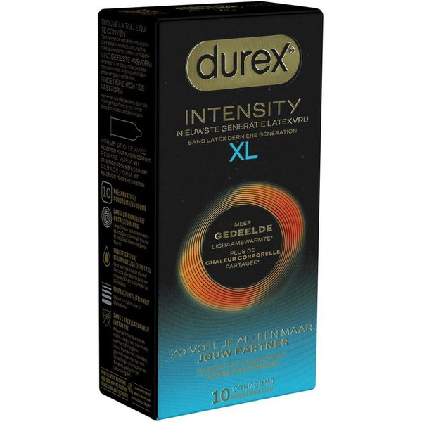 durex XXL-Kondome Intensity XL Packung mit, 10 St., extra große, ultradünne & latexfreie Markenkondome