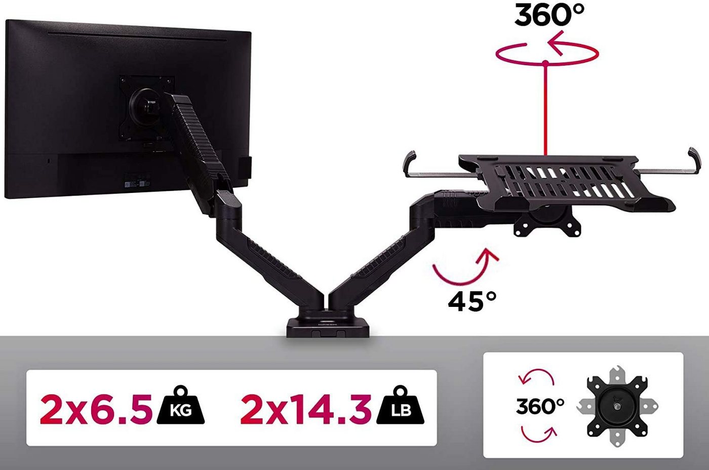 Duronic Monitorständer, (DMDCL1X1 Laptop- und Monitorhalterung, Ideal für Home Office) – Bild 4 von 5