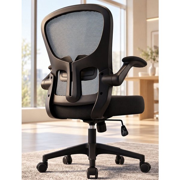 Durrafy Bürostuhl Ergonomischer Bürostuhl,Schreibtischstuhl mit klappbaren Armlehnen, Chefsessel mit 150 kg Tragfähigkeit