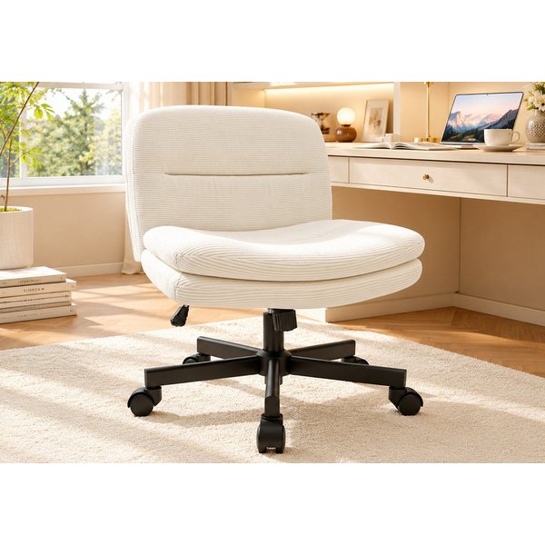 Durrafy Drehstuhl Bürostuhl aus Samt, Schminkstuhl ohne Armlehnen, mit Rollen (1er Set), für Schminktisch & Homeoffice, 360° drehbar, höhenverstellbar, 160 kg