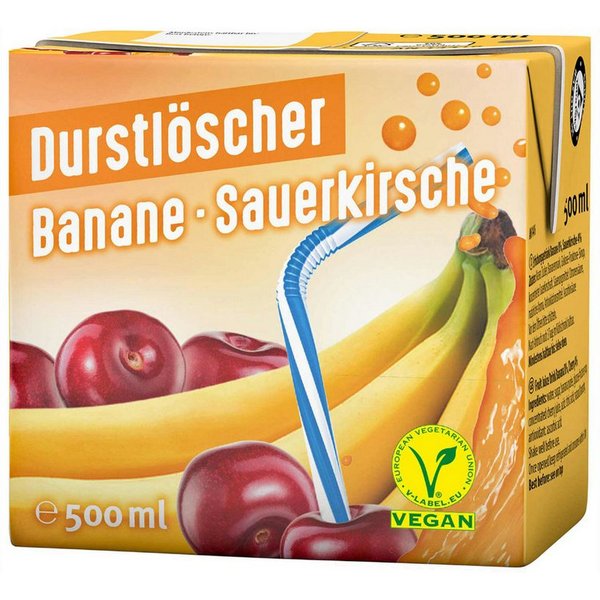DURSTLOESCHER Softgetränk, Durstlöscher Banane Sauerkirsche Fruchtsafterfrischunggetränk 500ml