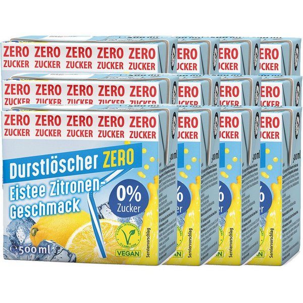 DURSTLOESCHER Softgetränk, Durstlöscher Eistee Zitrone Zero Genuss zuckerfrei 500ml 12er Pack