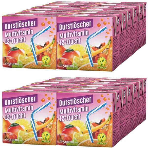 DURSTLOESCHER Softgetränk, Durstlöscher Multivitamin fruchtiges Fruchtsaftgetränk 500ml 24er Pack