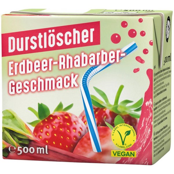 DURSTLOESCHER Softgetränk, Durstlöscher Erdbeer und Rhabarber Geschmack fruchtig Packung 500ml