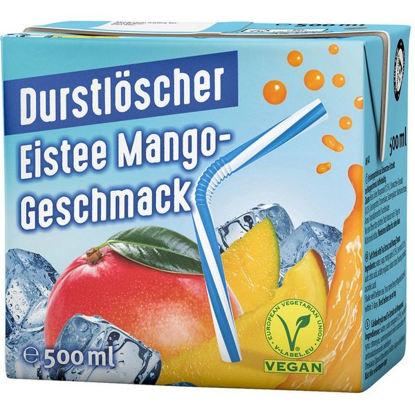 DURSTLOESCHER Softgetränk, Durstlöscher Eistee Mango Erfrischungsgetränk aus Tee Extrakt 500ml